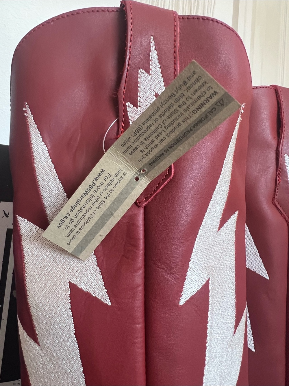 Dingo Red & White Western Lightning Bolt Tall Genuine Leather Boots 9 NWT - Picture 7 of 14